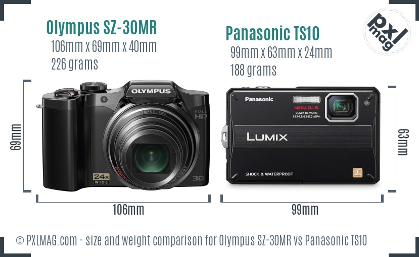 Olympus SZ-30MR vs Panasonic TS10 size comparison Olympus SZ-30MR vs Panasonic TS10 size comparison