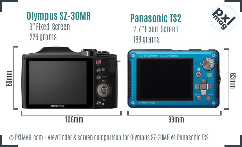 Olympus SZ-30MR vs Panasonic TS2 Screen and Viewfinder comparison