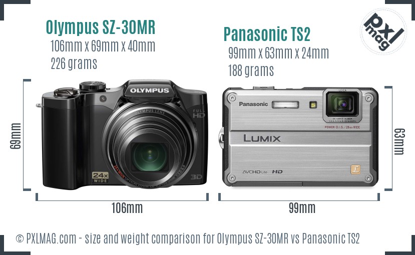 Olympus SZ-30MR vs Panasonic TS2 size comparison Olympus SZ-30MR vs Panasonic TS2 size comparison