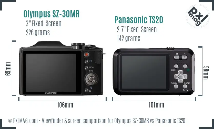 Olympus SZ-30MR vs Panasonic TS20 Screen and Viewfinder comparison