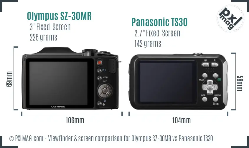 Olympus SZ-30MR vs Panasonic TS30 Screen and Viewfinder comparison