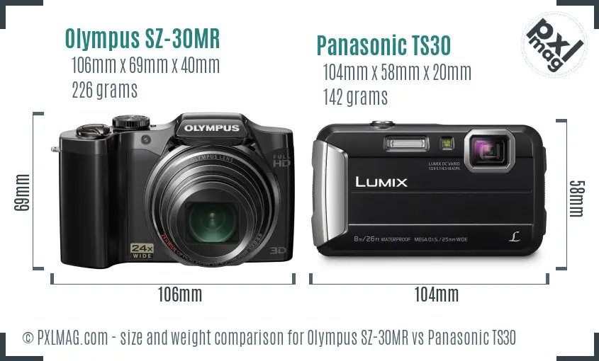 Olympus SZ-30MR vs Panasonic TS30 size comparison