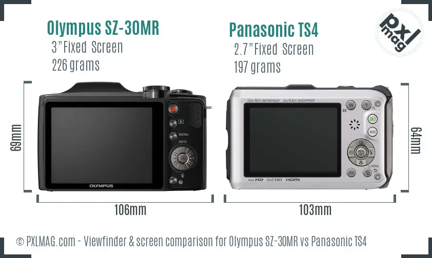 Olympus SZ-30MR vs Panasonic TS4 Screen and Viewfinder comparison