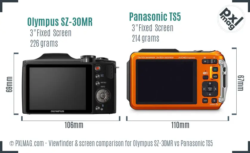 Olympus SZ-30MR vs Panasonic TS5 Screen and Viewfinder comparison