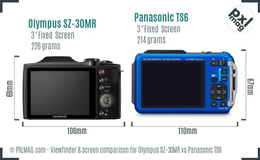 Olympus SZ-30MR vs Panasonic TS6 Screen and Viewfinder comparison