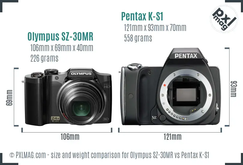 Olympus SZ-30MR vs Pentax K-S1 size comparison