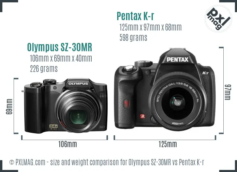Olympus SZ-30MR vs Pentax K-r size comparison Olympus SZ-30MR vs Pentax K-r size comparison