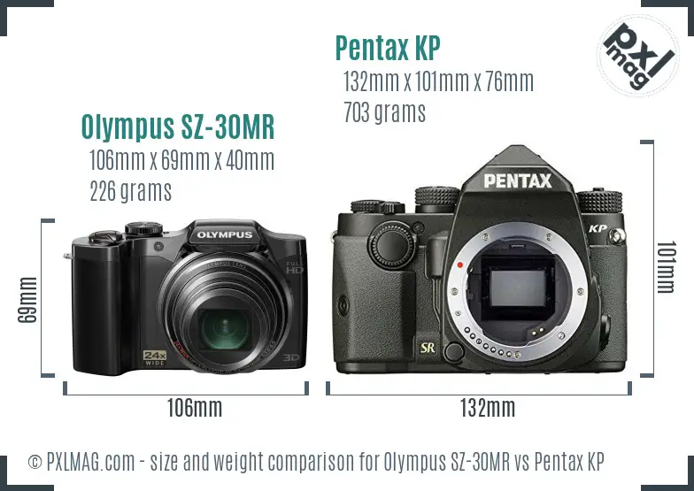 Olympus SZ-30MR vs Pentax KP size comparison
