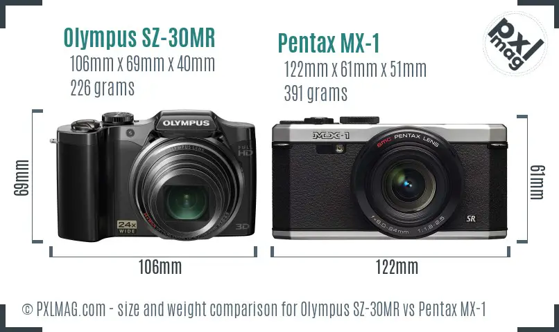 Olympus SZ-30MR vs Pentax MX-1 size comparison