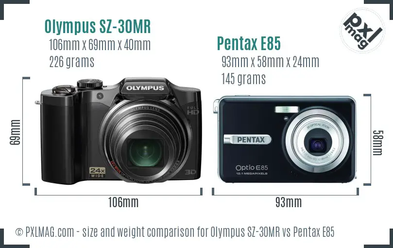 Olympus SZ-30MR vs Pentax E85 size comparison