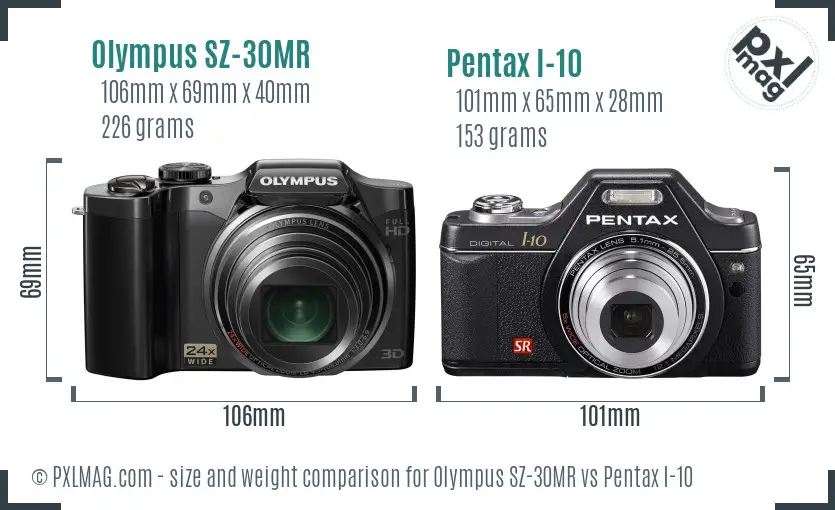 Olympus SZ-30MR vs Pentax I-10 size comparison