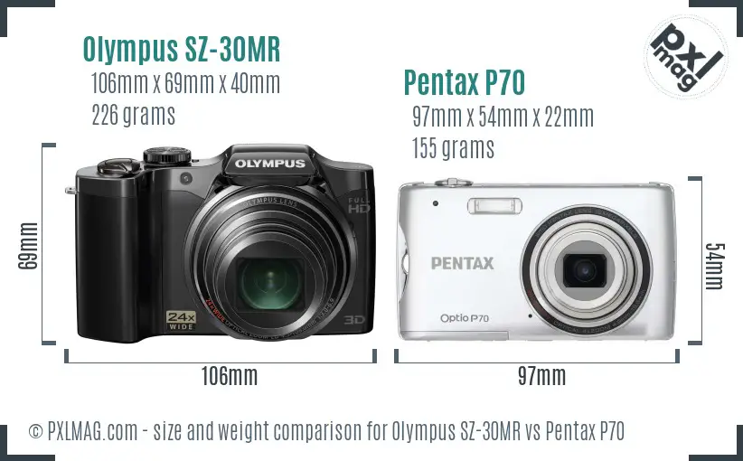 Olympus SZ-30MR vs Pentax P70 size comparison