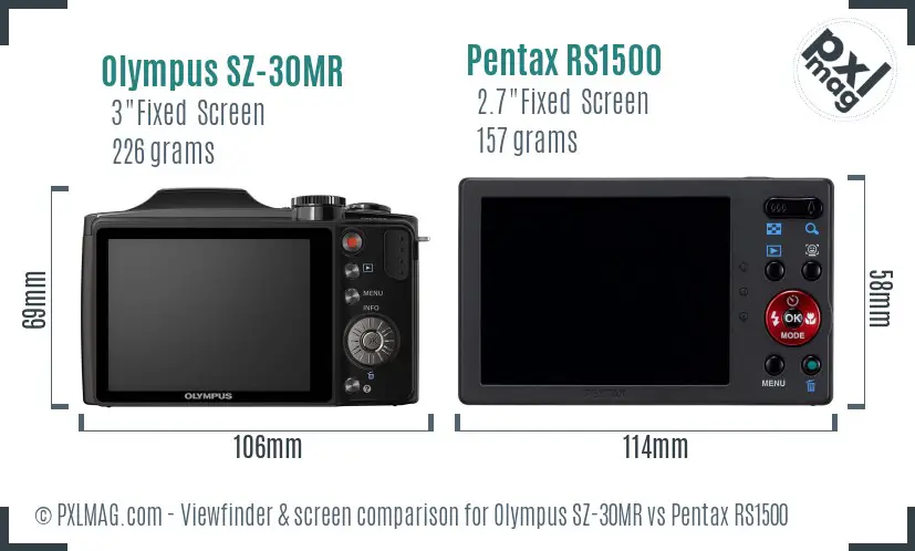Olympus SZ-30MR vs Pentax RS1500 Screen and Viewfinder comparison