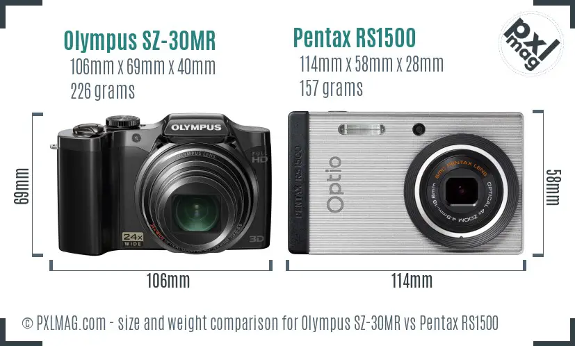 Olympus SZ-30MR vs Pentax RS1500 size comparison