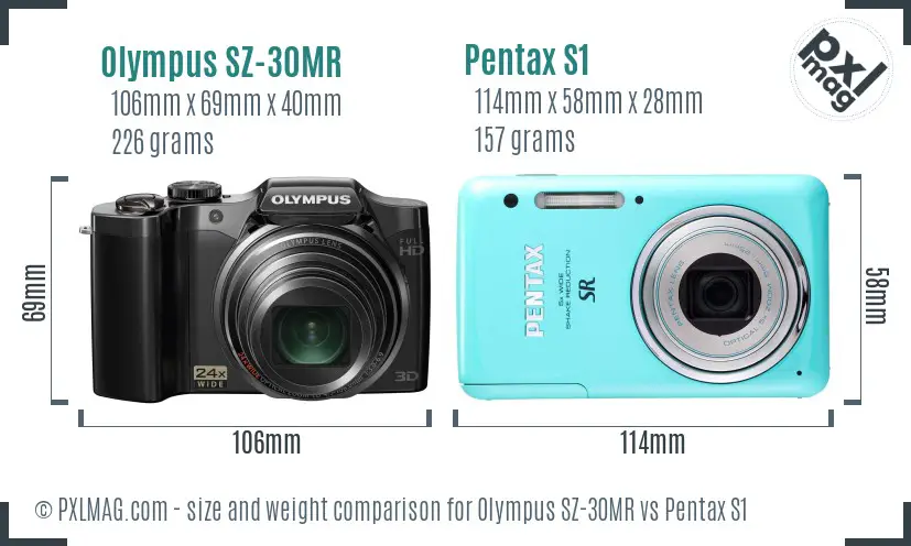 Olympus SZ-30MR vs Pentax S1 size comparison