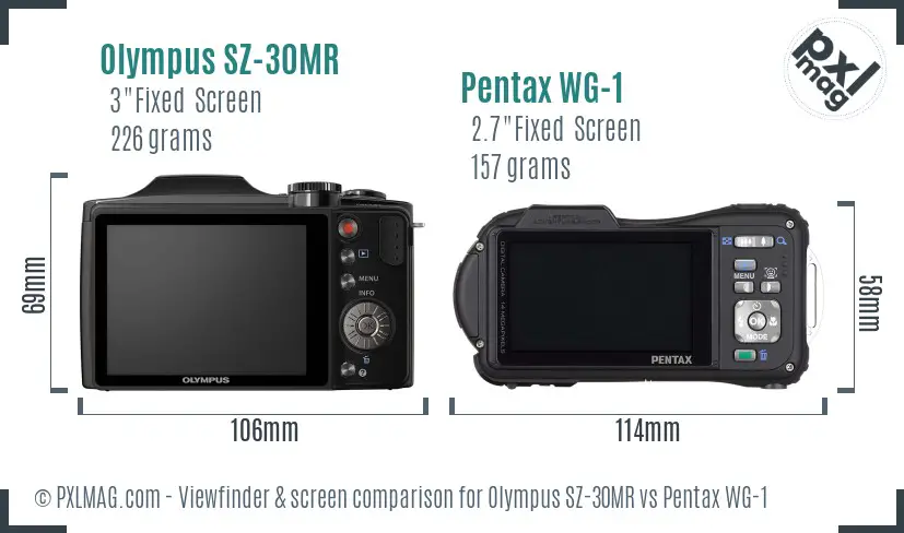 Olympus SZ-30MR vs Pentax WG-1 Screen and Viewfinder comparison