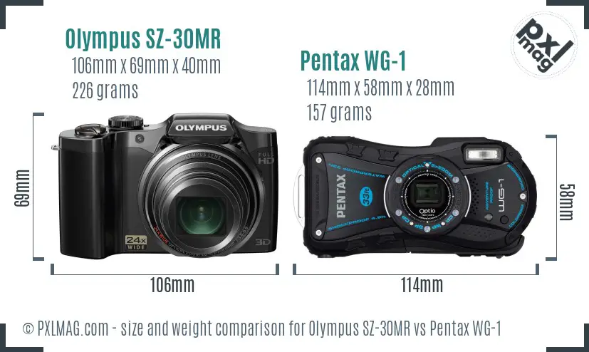 Olympus SZ-30MR vs Pentax WG-1 size comparison