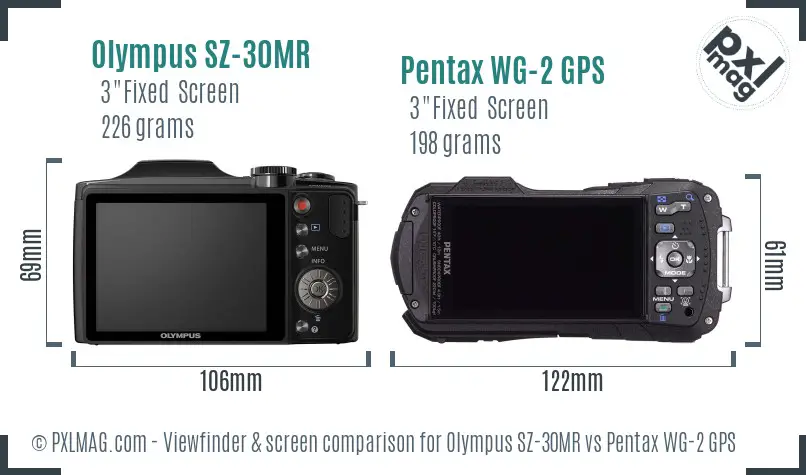 Olympus SZ-30MR vs Pentax WG-2 GPS Screen and Viewfinder comparison