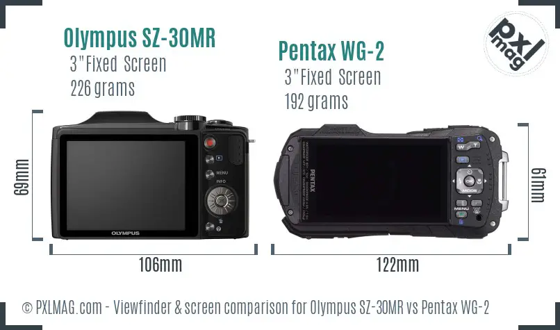 Olympus SZ-30MR vs Pentax WG-2 Screen and Viewfinder comparison