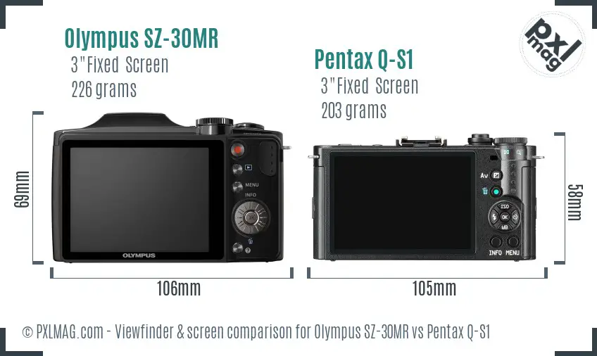Olympus SZ-30MR vs Pentax Q-S1 Screen and Viewfinder comparison