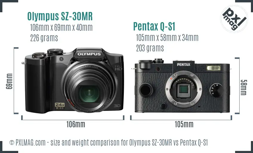 Olympus SZ-30MR vs Pentax Q-S1 size comparison