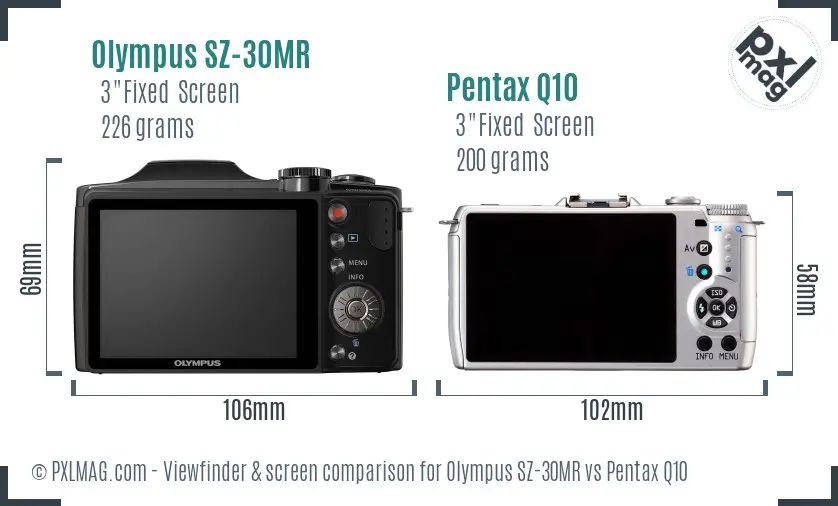 Olympus SZ-30MR vs Pentax Q10 Screen and Viewfinder comparison