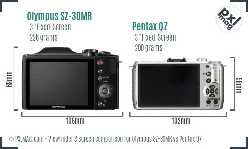 Olympus SZ-30MR vs Pentax Q7 Screen and Viewfinder comparison