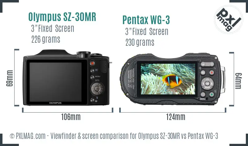 Olympus SZ-30MR vs Pentax WG-3 Screen and Viewfinder comparison