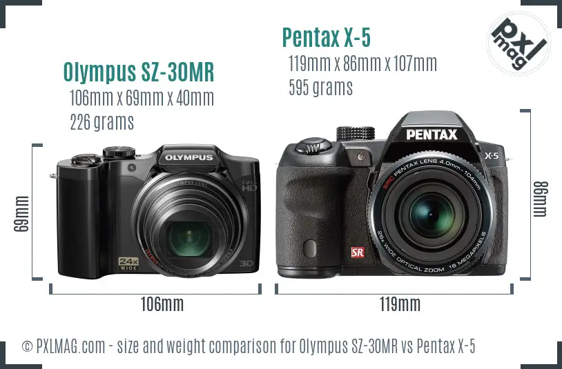 Olympus SZ-30MR vs Pentax X-5 size comparison