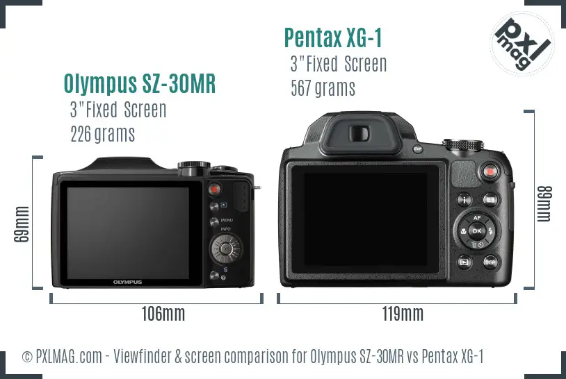 Olympus SZ-30MR vs Pentax XG-1 Screen and Viewfinder comparison