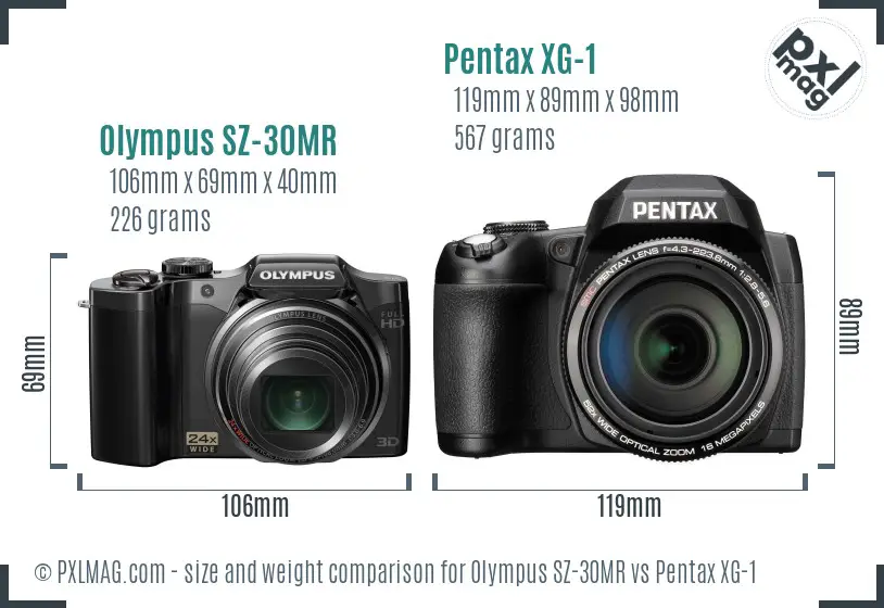 Olympus SZ-30MR vs Pentax XG-1 size comparison