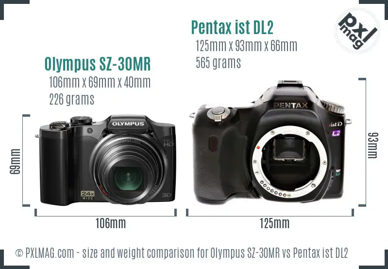 Olympus SZ-30MR vs Pentax ist DL2 size comparison
