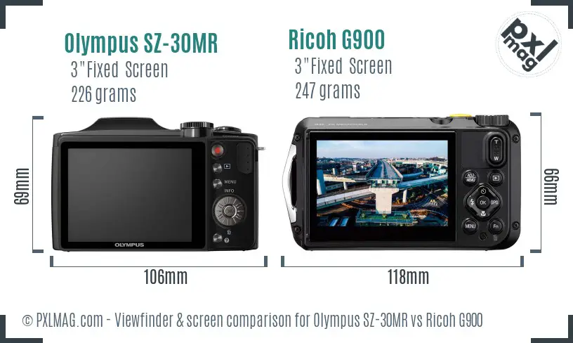 Olympus SZ-30MR vs Ricoh G900 Screen and Viewfinder comparison Olympus SZ-30MR vs Ricoh G900 Screen and Viewfinder comparison