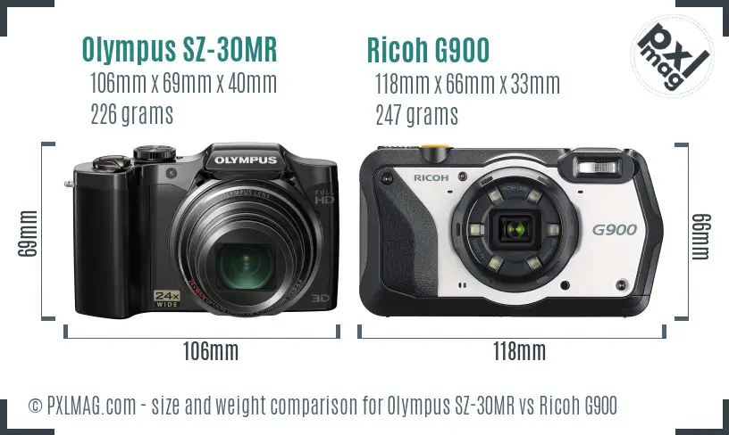 Olympus SZ-30MR vs Ricoh G900 size comparison Olympus SZ-30MR vs Ricoh G900 size comparison
