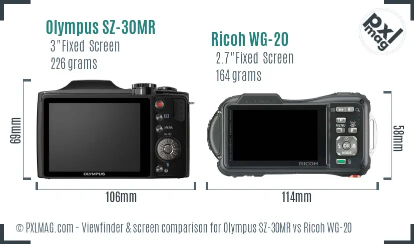Olympus SZ-30MR vs Ricoh WG-20 Screen and Viewfinder comparison