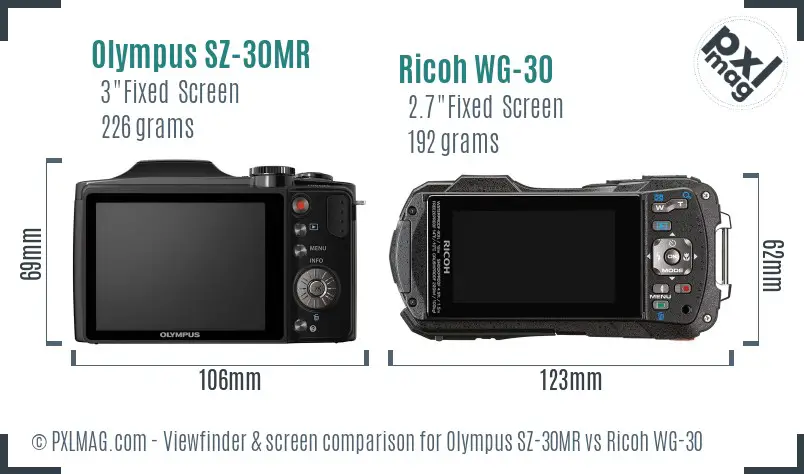 Olympus SZ-30MR vs Ricoh WG-30 Screen and Viewfinder comparison Olympus SZ-30MR vs Ricoh WG-30 Screen and Viewfinder comparison