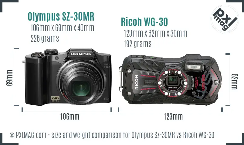 Olympus SZ-30MR vs Ricoh WG-30 size comparison Olympus SZ-30MR vs Ricoh WG-30 size comparison