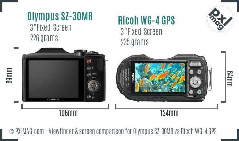 Olympus SZ-30MR vs Ricoh WG-4 GPS Screen and Viewfinder comparison