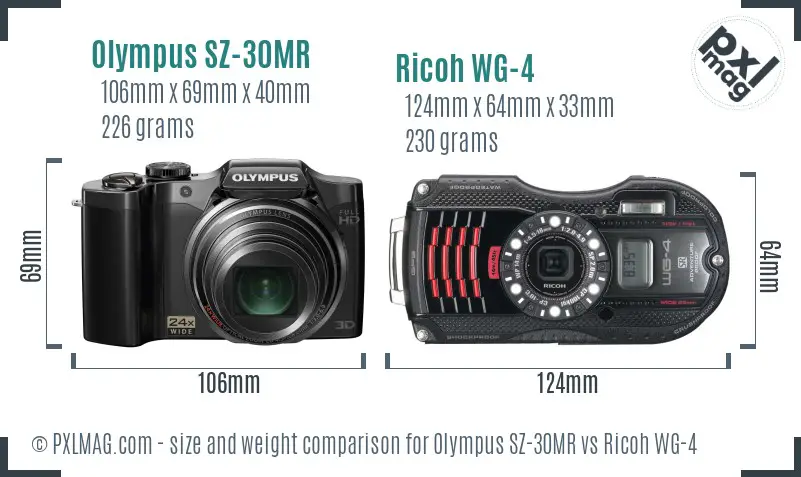 Olympus SZ-30MR vs Ricoh WG-4 size comparison Olympus SZ-30MR vs Ricoh WG-4 size comparison