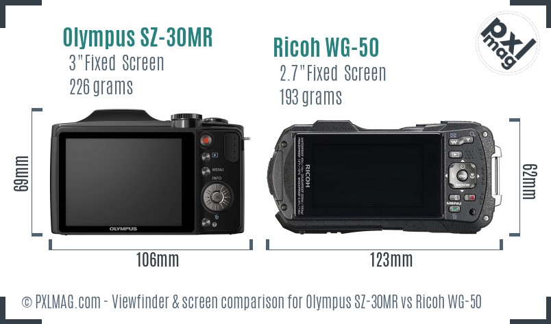 Olympus SZ-30MR vs Ricoh WG-50 Screen and Viewfinder comparison
