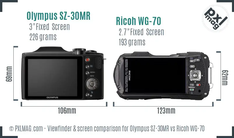 Olympus SZ-30MR vs Ricoh WG-70 Screen and Viewfinder comparison Olympus SZ-30MR vs Ricoh WG-70 Screen and Viewfinder comparison