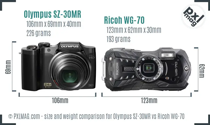 Olympus SZ-30MR vs Ricoh WG-70 size comparison Olympus SZ-30MR vs Ricoh WG-70 size comparison