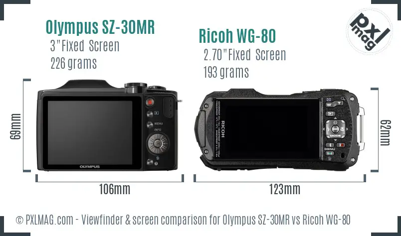 Olympus SZ-30MR vs Ricoh WG-80 Screen and Viewfinder comparison Olympus SZ-30MR vs Ricoh WG-80 Screen and Viewfinder comparison