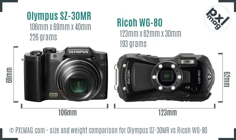 Olympus SZ-30MR vs Ricoh WG-80 size comparison Olympus SZ-30MR vs Ricoh WG-80 size comparison