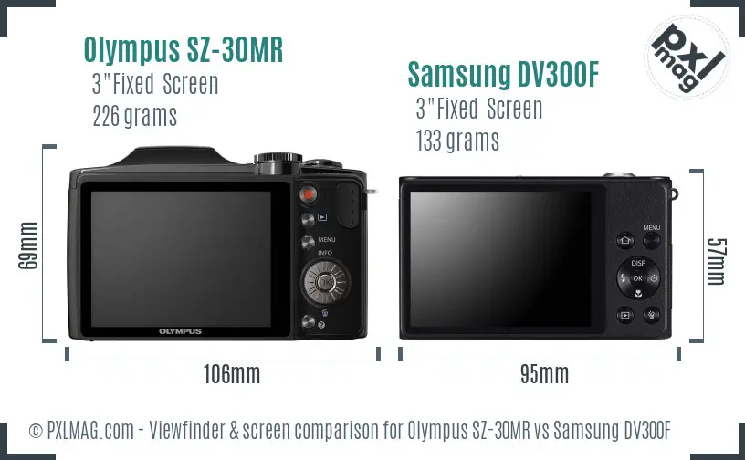 Olympus SZ-30MR vs Samsung DV300F Screen and Viewfinder comparison