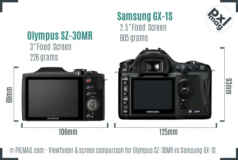 Olympus SZ-30MR vs Samsung GX-1S Screen and Viewfinder comparison