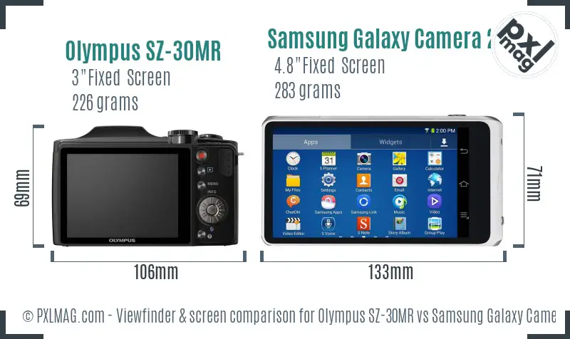 Olympus SZ-30MR vs Samsung Galaxy Camera 2 Screen and Viewfinder comparison Olympus SZ-30MR vs Samsung Galaxy Camera 2 Screen and Viewfinder comparison