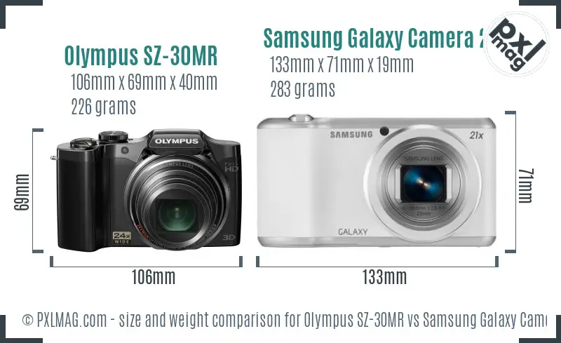 Olympus SZ-30MR vs Samsung Galaxy Camera 2 size comparison Olympus SZ-30MR vs Samsung Galaxy Camera 2 size comparison