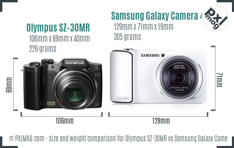 Olympus SZ-30MR vs Samsung Galaxy Camera 4G size comparison