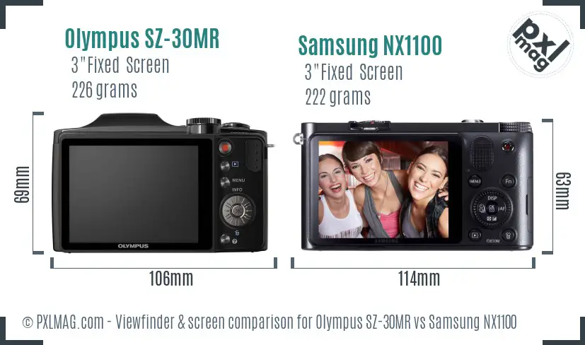 Olympus SZ-30MR vs Samsung NX1100 Screen and Viewfinder comparison Olympus SZ-30MR vs Samsung NX1100 Screen and Viewfinder comparison